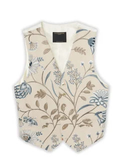 Favourbrook Indigo Netherbury Single Breasted 6 Button Waistcoat- Waistcoats | Single Breasted Waistcoats