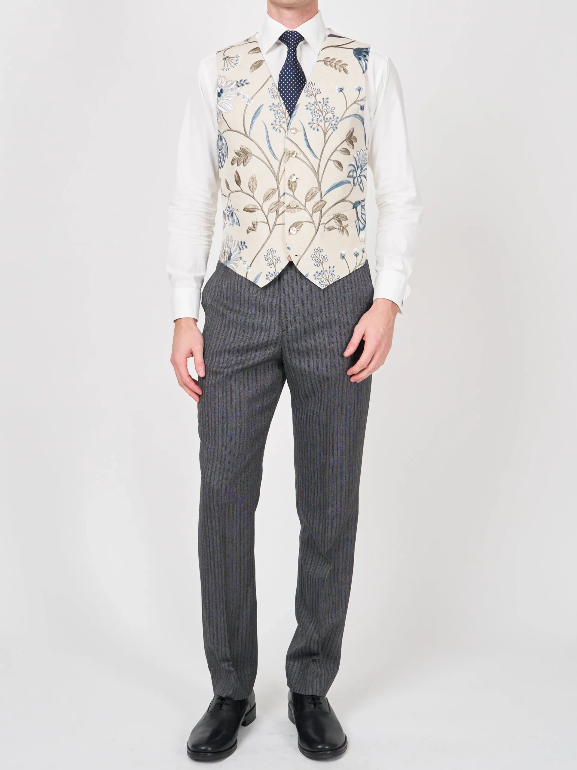 Favourbrook Indigo Netherbury Single Breasted 6 Button Waistcoat- Waistcoats | Single Breasted Waistcoats