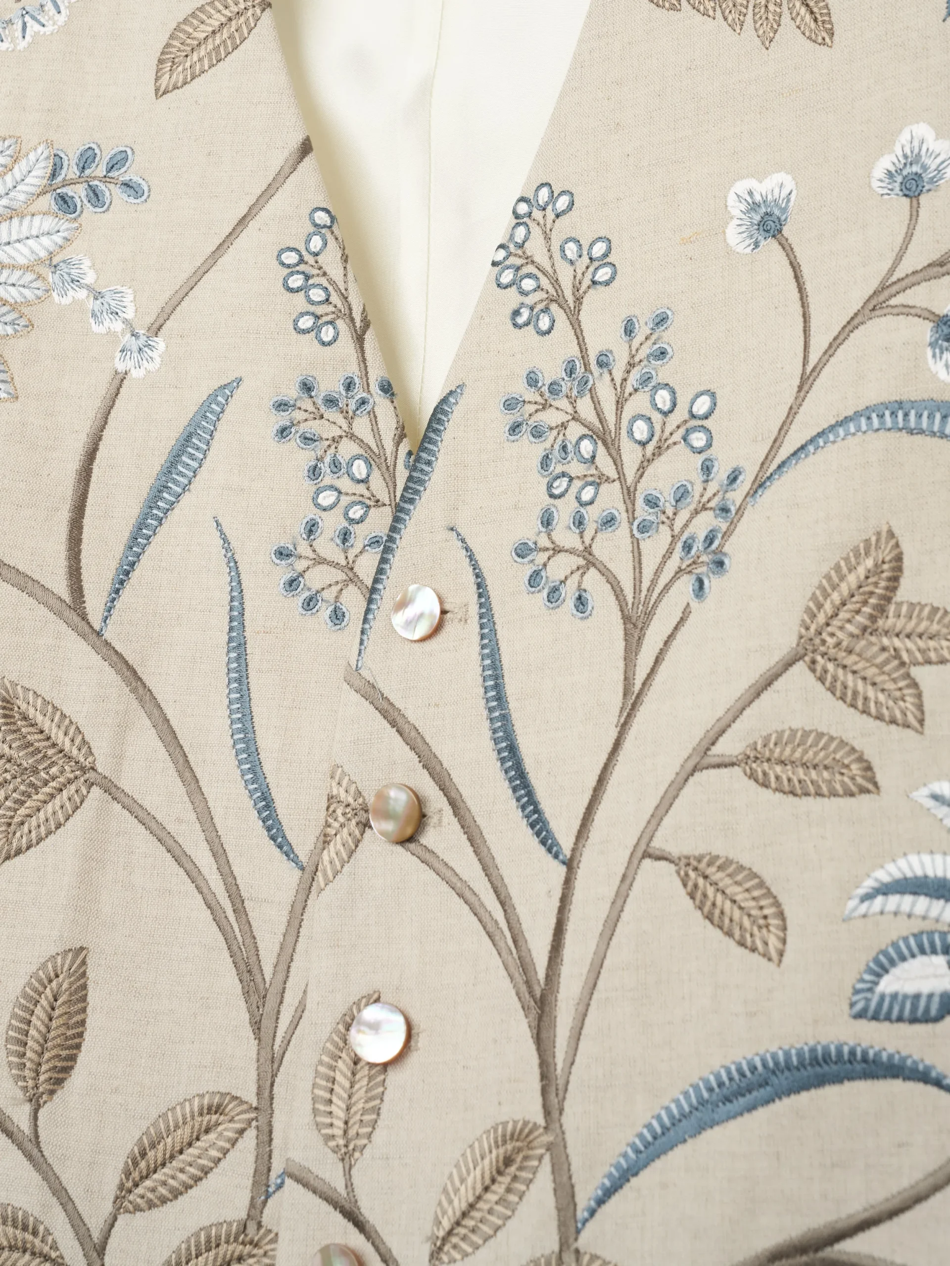Favourbrook Indigo Netherbury Single Breasted 6 Button Waistcoat- Waistcoats | Single Breasted Waistcoats