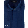 Favourbrook Indigo Rockwell Linen Pleated Pintuck Dress Shirt- Shirts