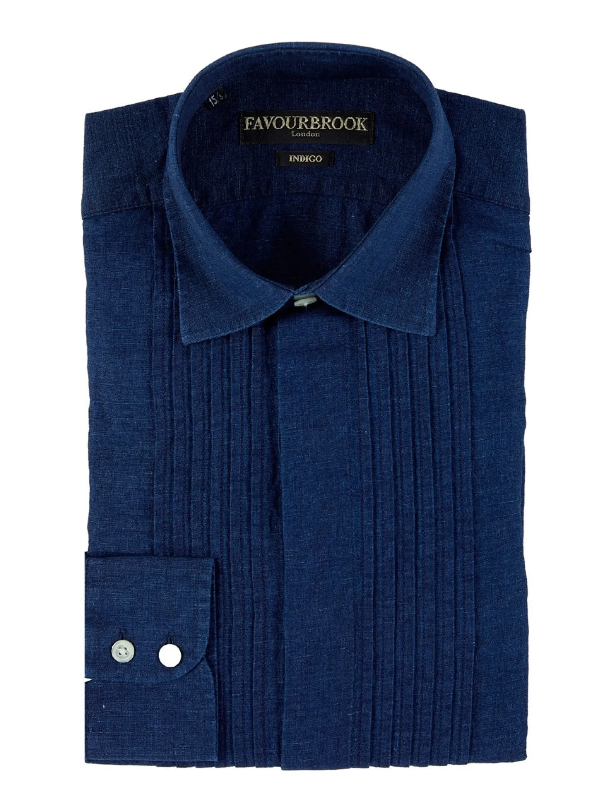 Favourbrook Indigo Rockwell Linen Pleated Pintuck Dress Shirt- Shirts