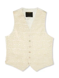 Favourbrook Ivory Albert Silk Single Breasted 6 Button Waistcoat- Groomswear | Waistcoats