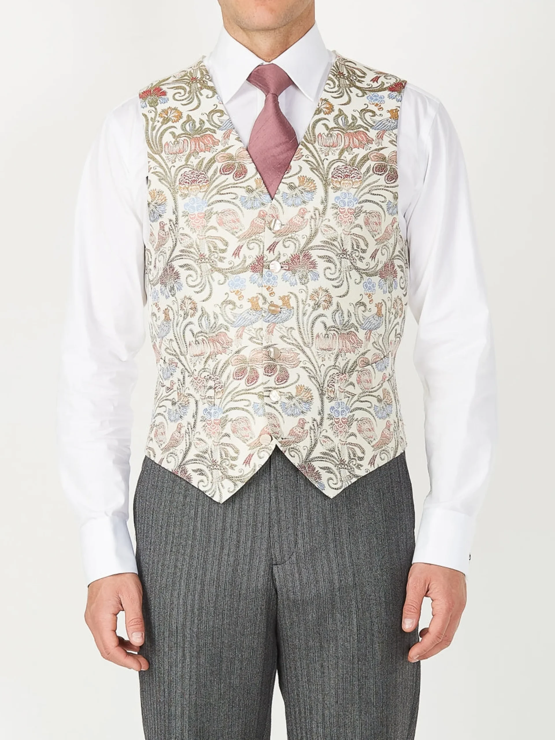 Favourbrook Ivory Davenport Silk Single Breasted 6 Button Waistcoat- Groomswear | Waistcoats