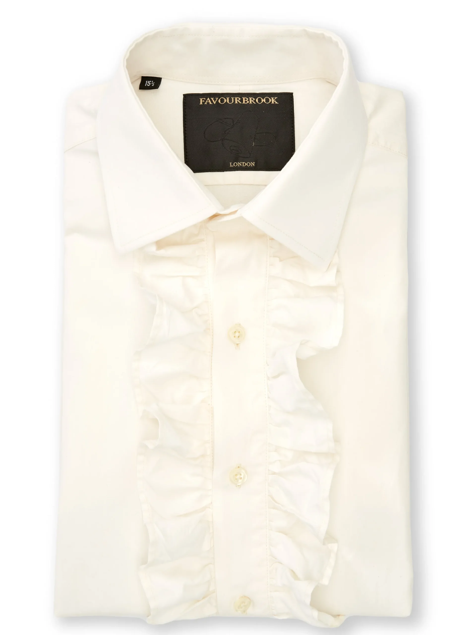 Favourbrook Ivory Poplin Cotton Large Frill Shirt- Shirts