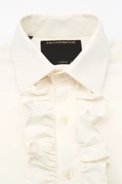 Favourbrook Ivory Poplin Cotton Large Frill Shirt- Shirts