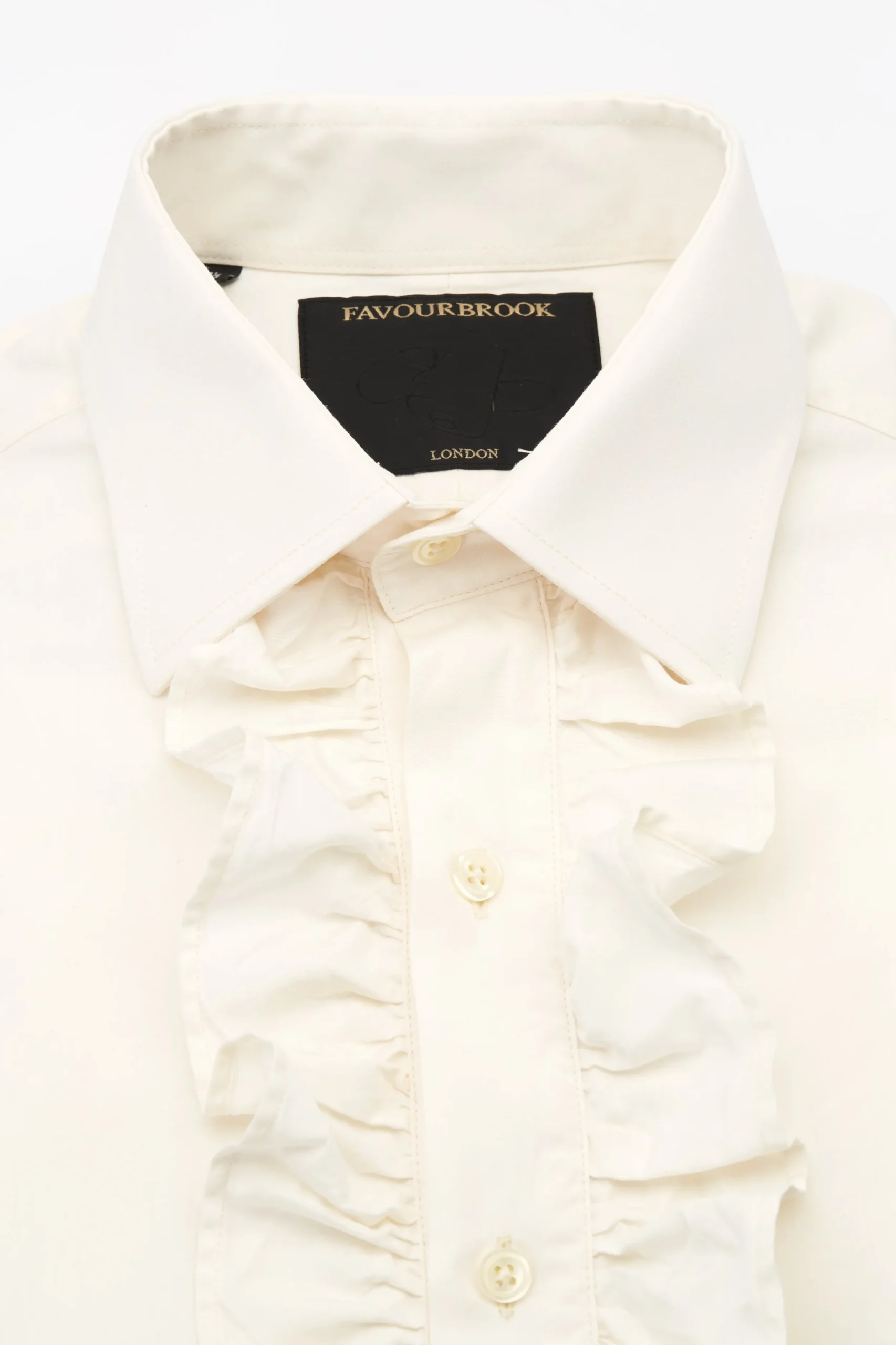 Favourbrook Ivory Poplin Cotton Large Frill Shirt- Shirts