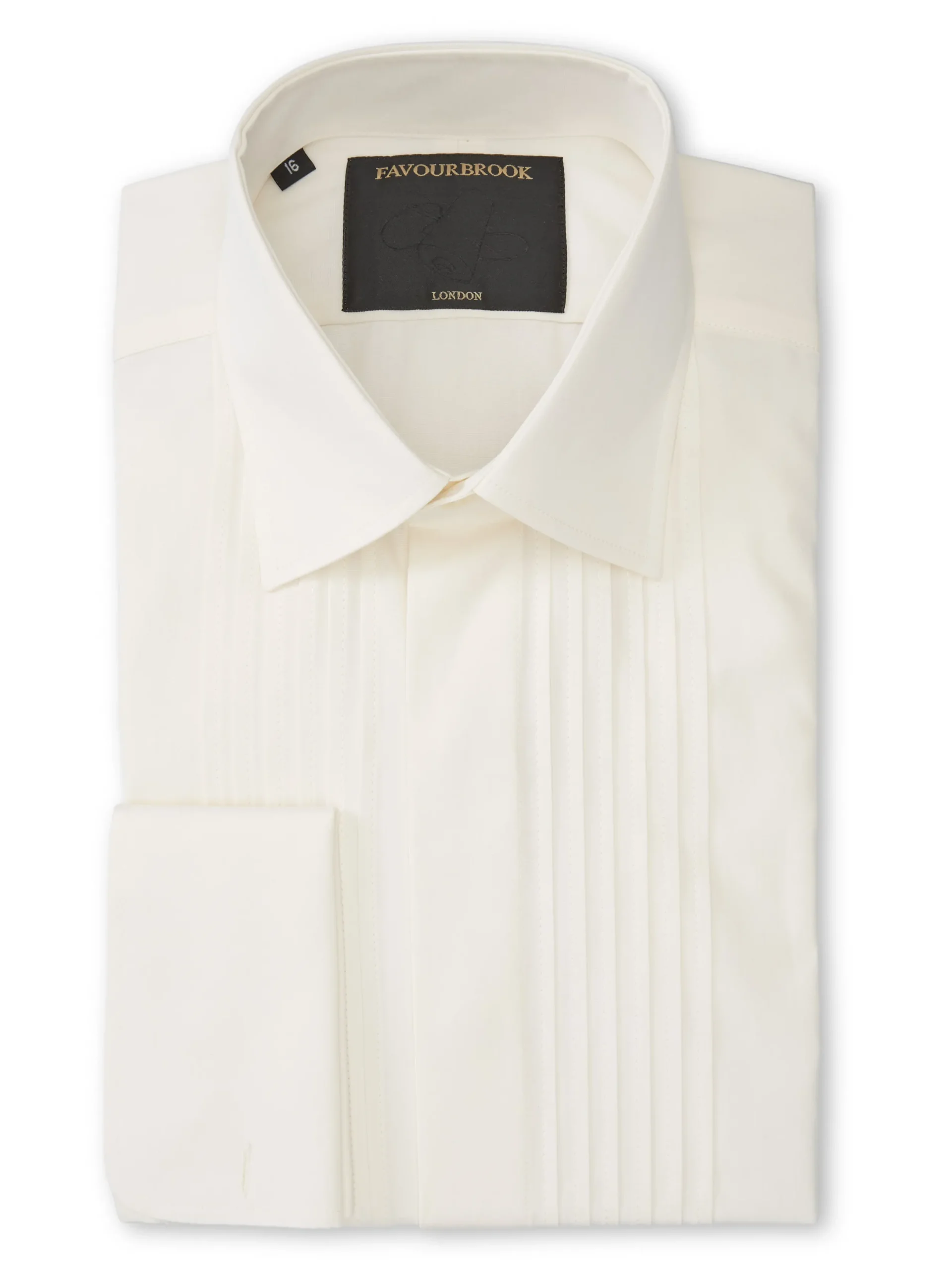 Favourbrook Ivory Poplin Cotton Pleated Pintuck Dress Shirt- Shirts