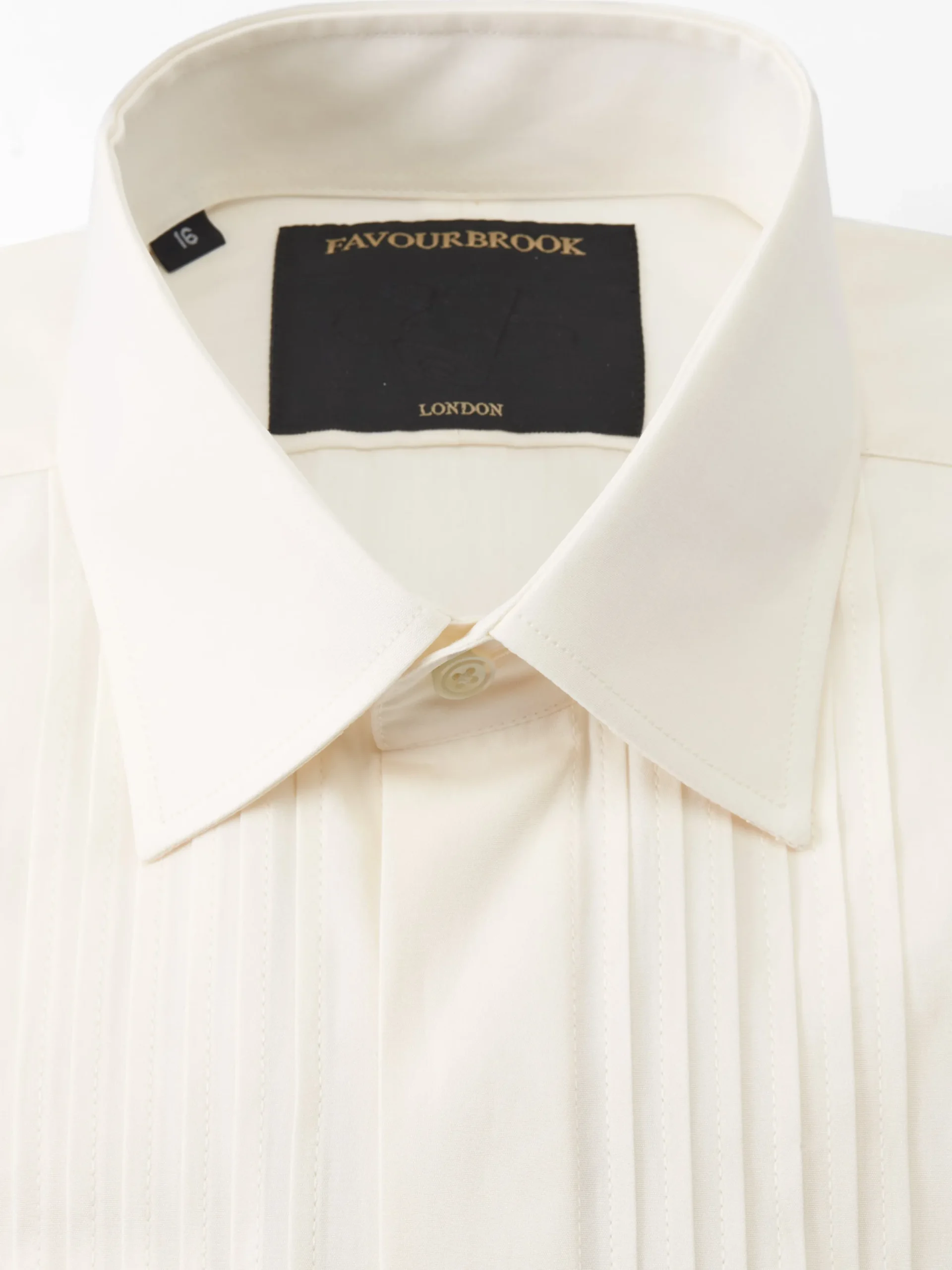 Favourbrook Ivory Poplin Cotton Pleated Pintuck Dress Shirt- Shirts