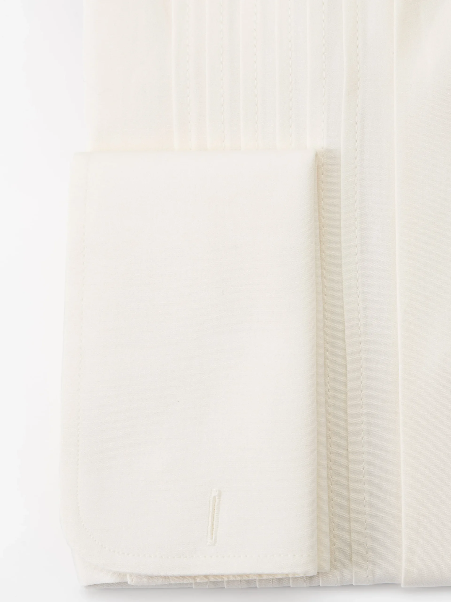 Favourbrook Ivory Poplin Cotton Pleated Pintuck Dress Shirt- Shirts