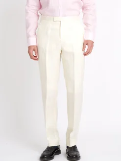 Favourbrook Ivory Randwick Linen Dress Trouser- Trousers | Suits