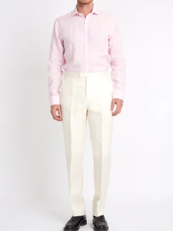Favourbrook Ivory Randwick Linen Dress Trouser- Trousers | Suits