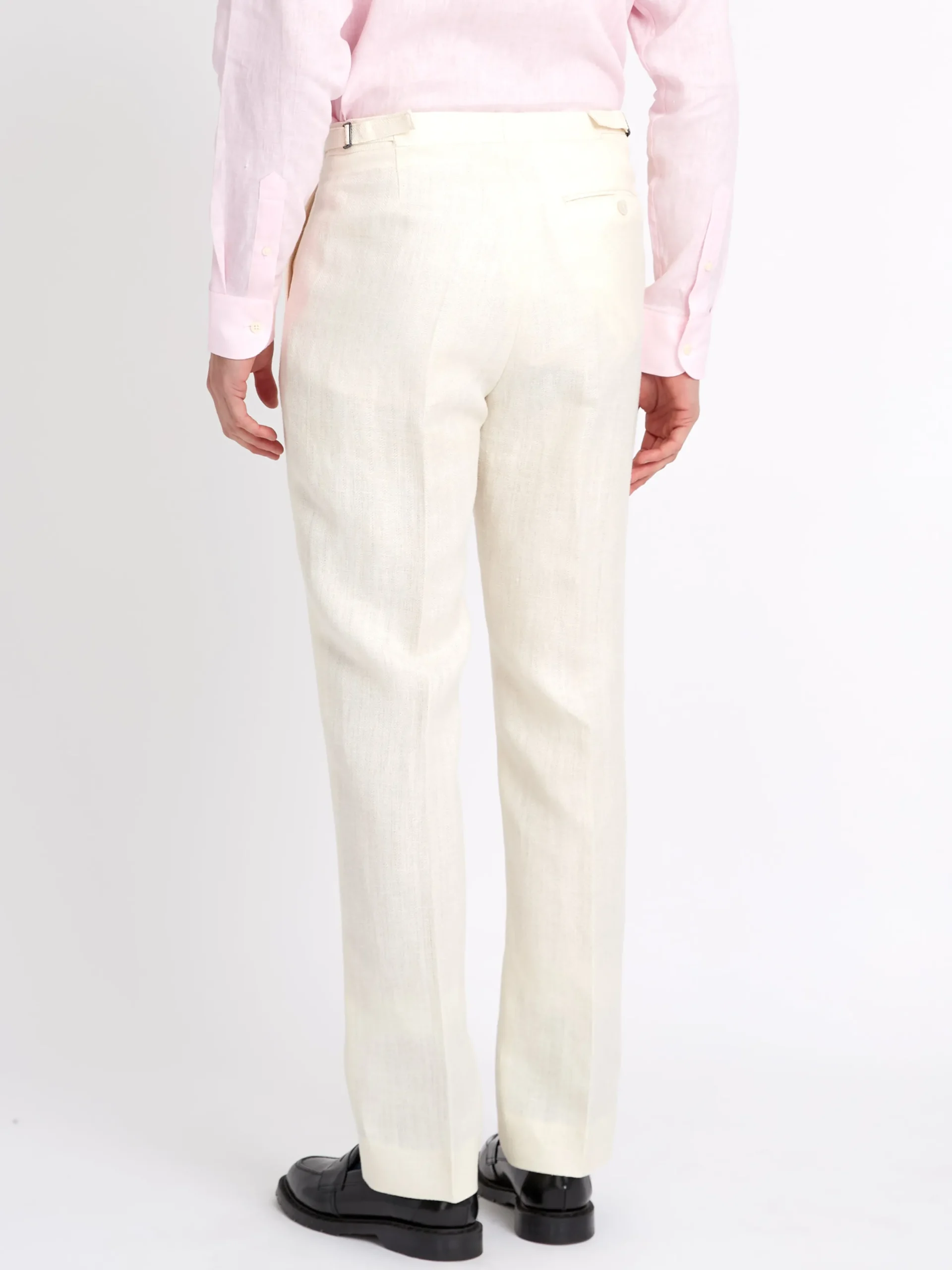 Favourbrook Ivory Randwick Linen Dress Trouser- Trousers | Suits