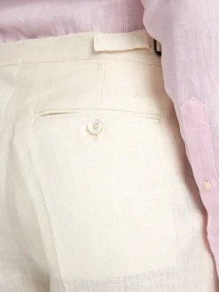 Favourbrook Ivory Randwick Linen Dress Trouser- Trousers | Suits