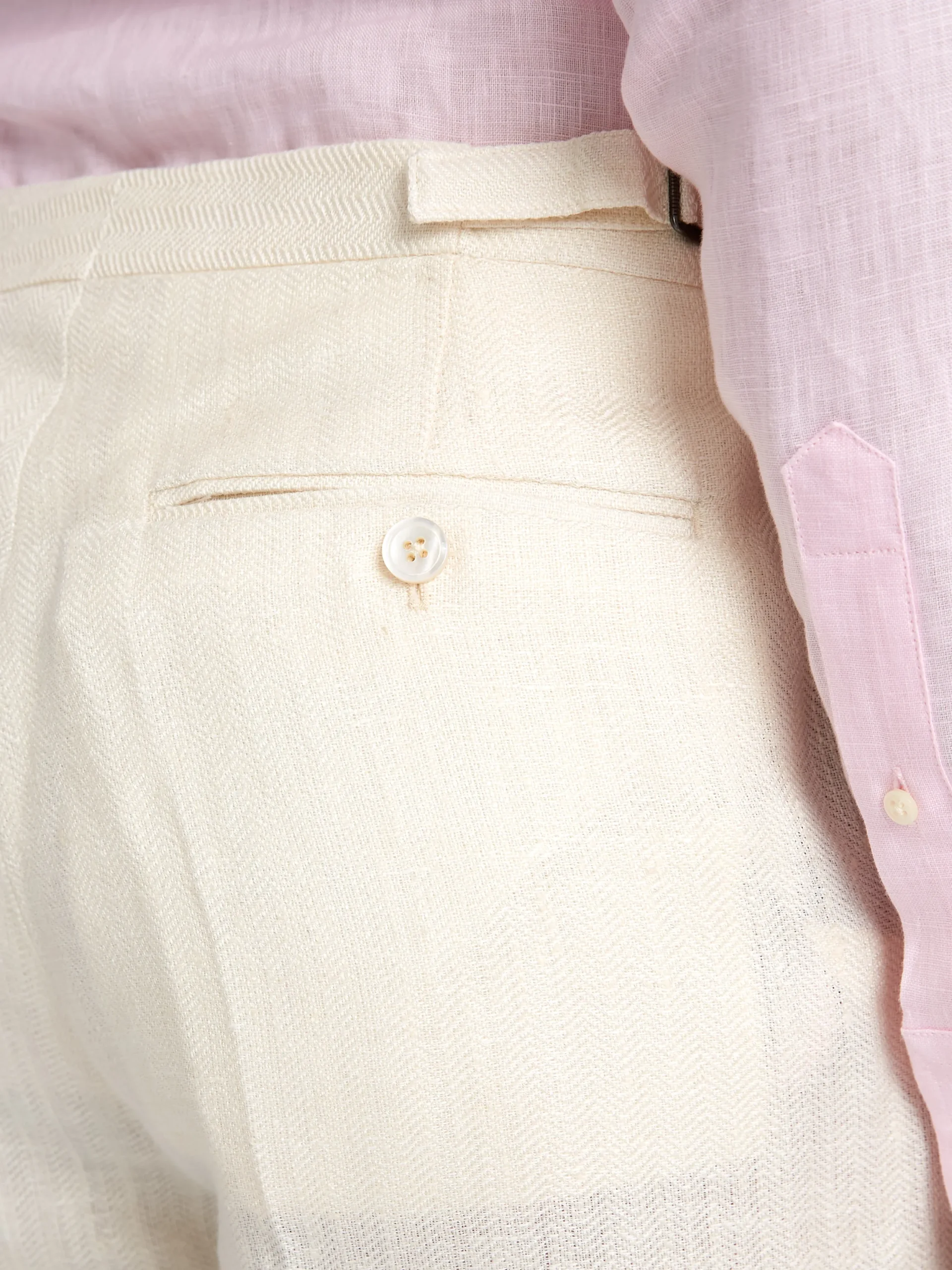 Favourbrook Ivory Randwick Linen Dress Trouser- Trousers | Suits