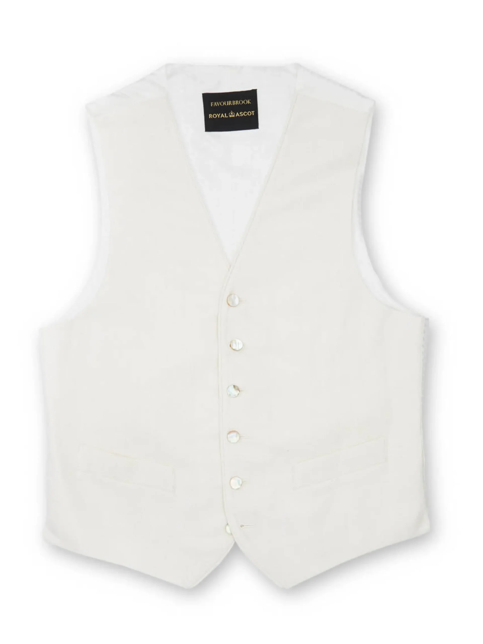 Favourbrook Ivory Randwick Single Breasted 6 Button Piped Waistcoat- Waistcoats | Royal Ascot Waistcoats