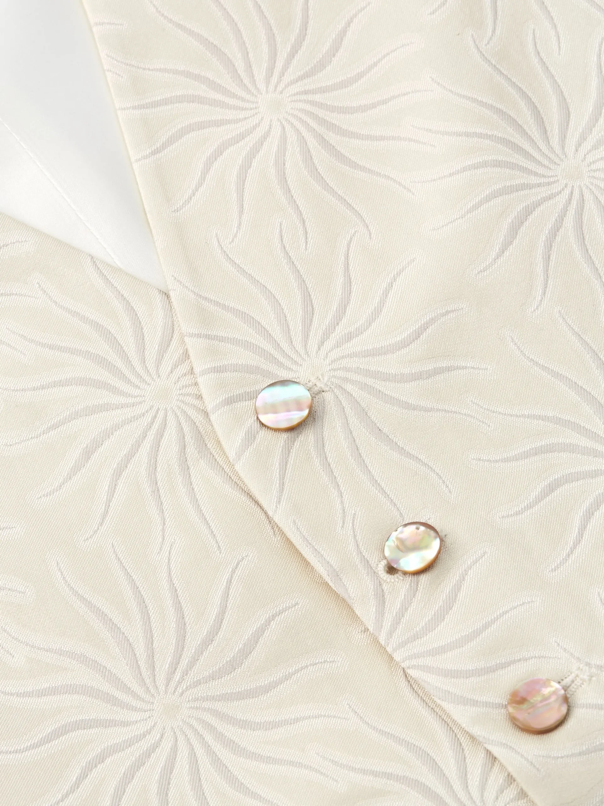 Favourbrook Ivory Starburst Silk Wool Single Breasted 6 Button Waistcoat- Waistcoats | Patterned Waistcoats