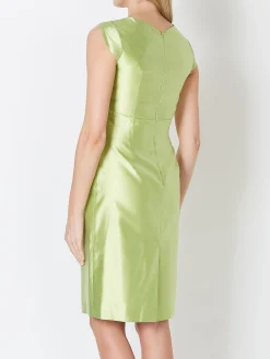 Favourbrook Josephine Dress Lime Plain Shantung-Women Dresses