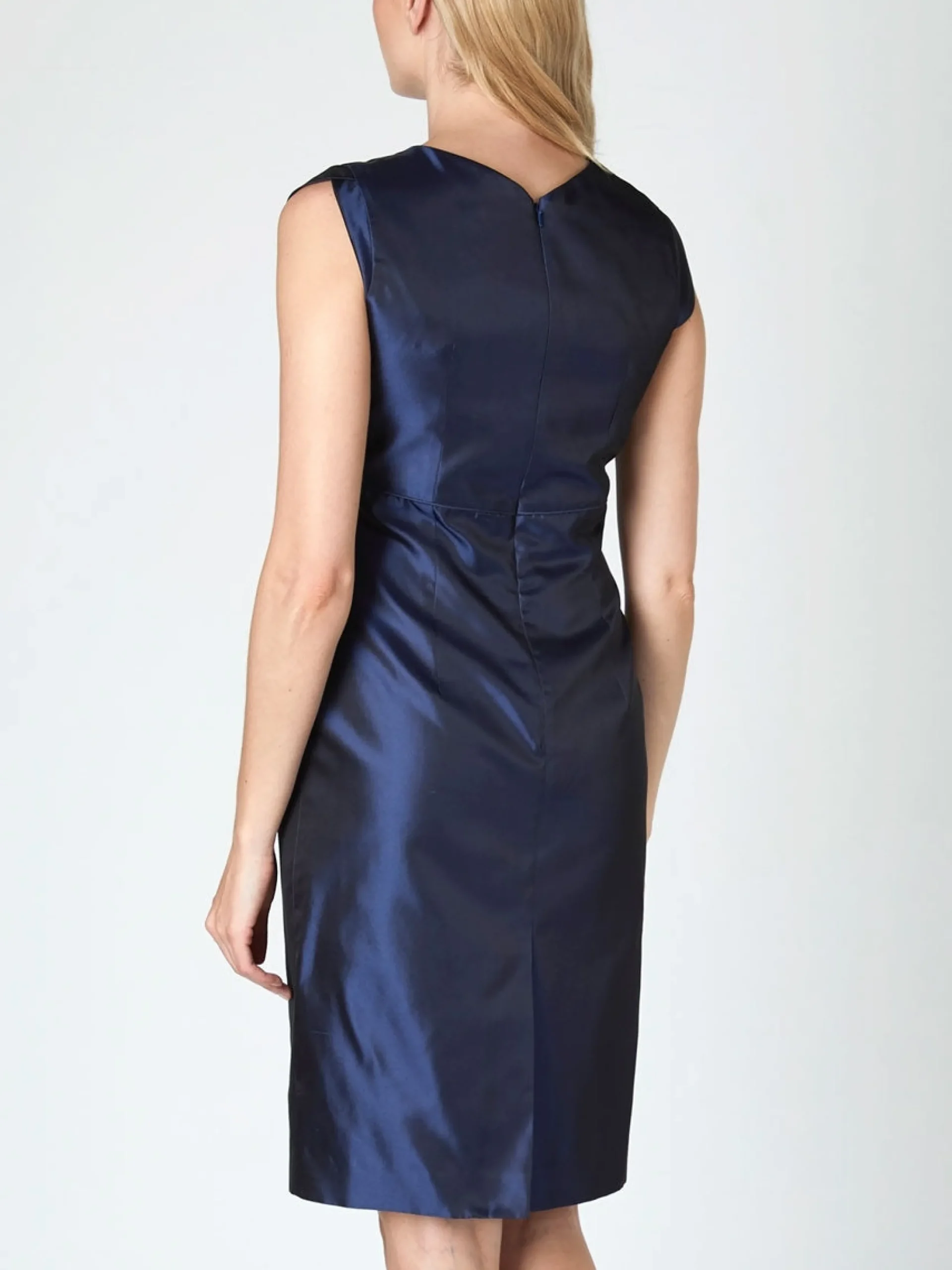 Favourbrook Josephine Dress Navy Reverse Plain Shantung-Women Eveningwear | Eveningwear