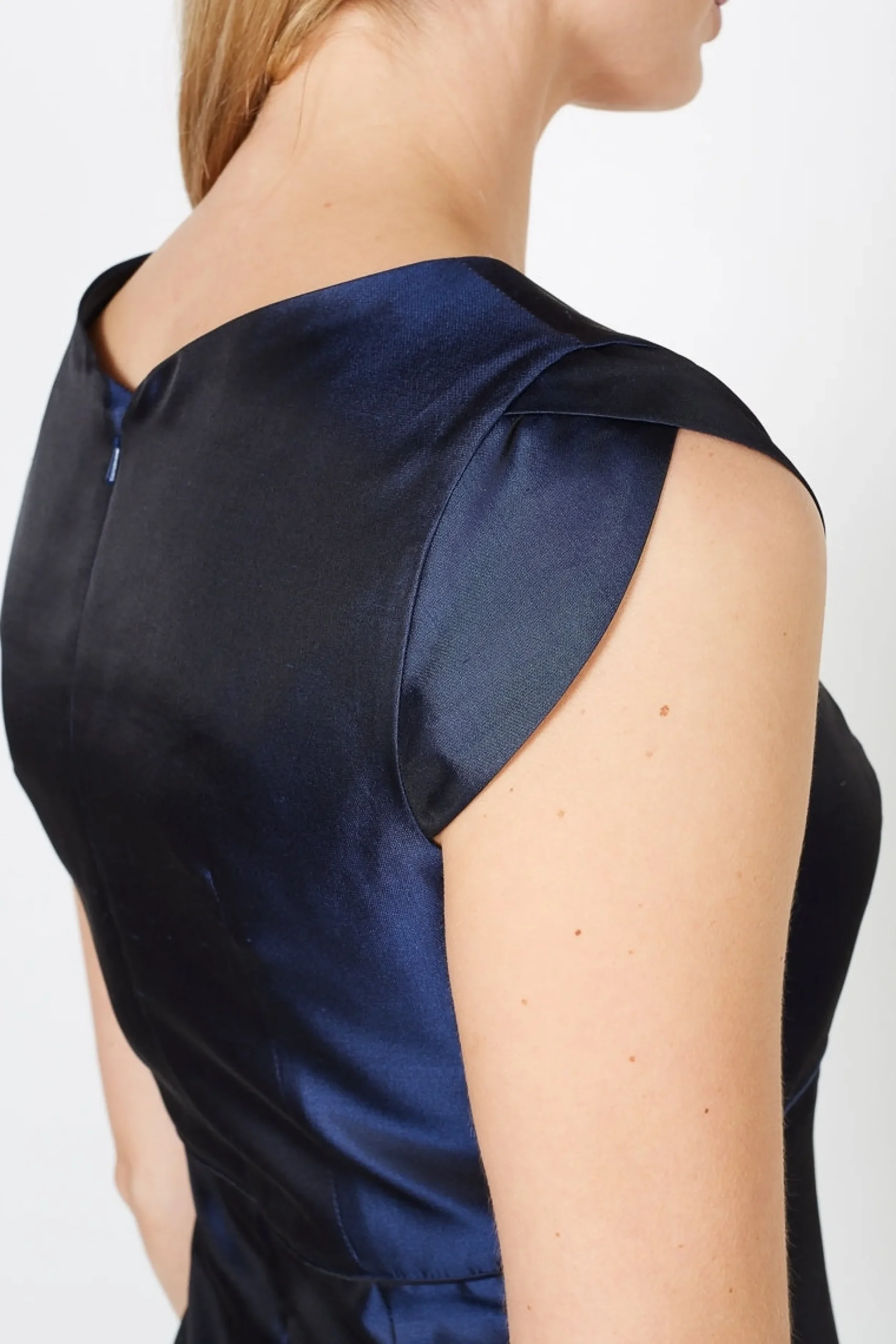 Favourbrook Josephine Dress Navy Reverse Plain Shantung-Women Eveningwear | Eveningwear