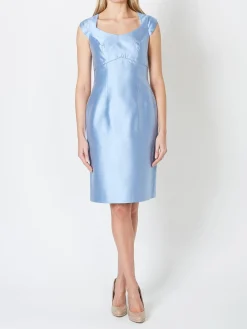 Favourbrook Josephine Dress Pale Blue Plain Shantung-Women Raceday | Mother Of The Bride