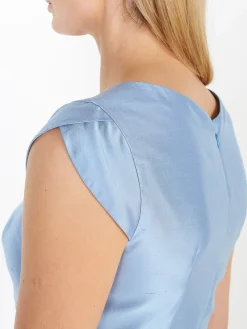 Favourbrook Josephine Dress Pale Blue Plain Shantung-Women Raceday | Mother Of The Bride