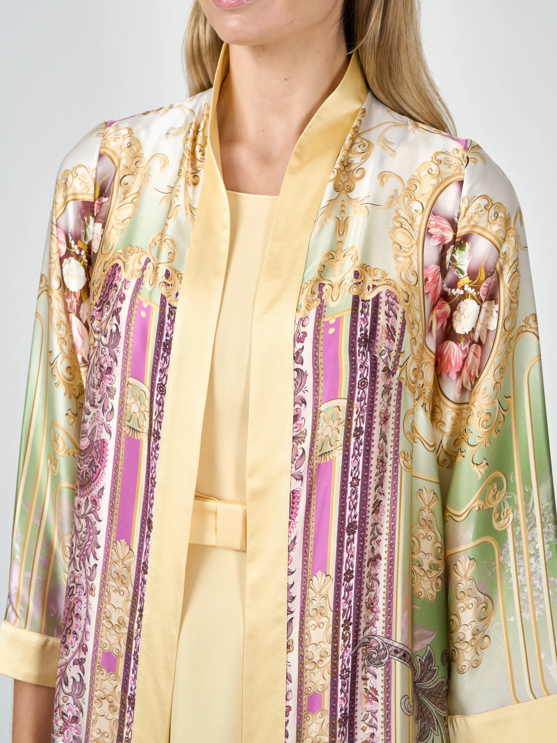 Favourbrook Kimono Coat Eau De Nil Beaufort Silk Satin-Women Jackets & Coats