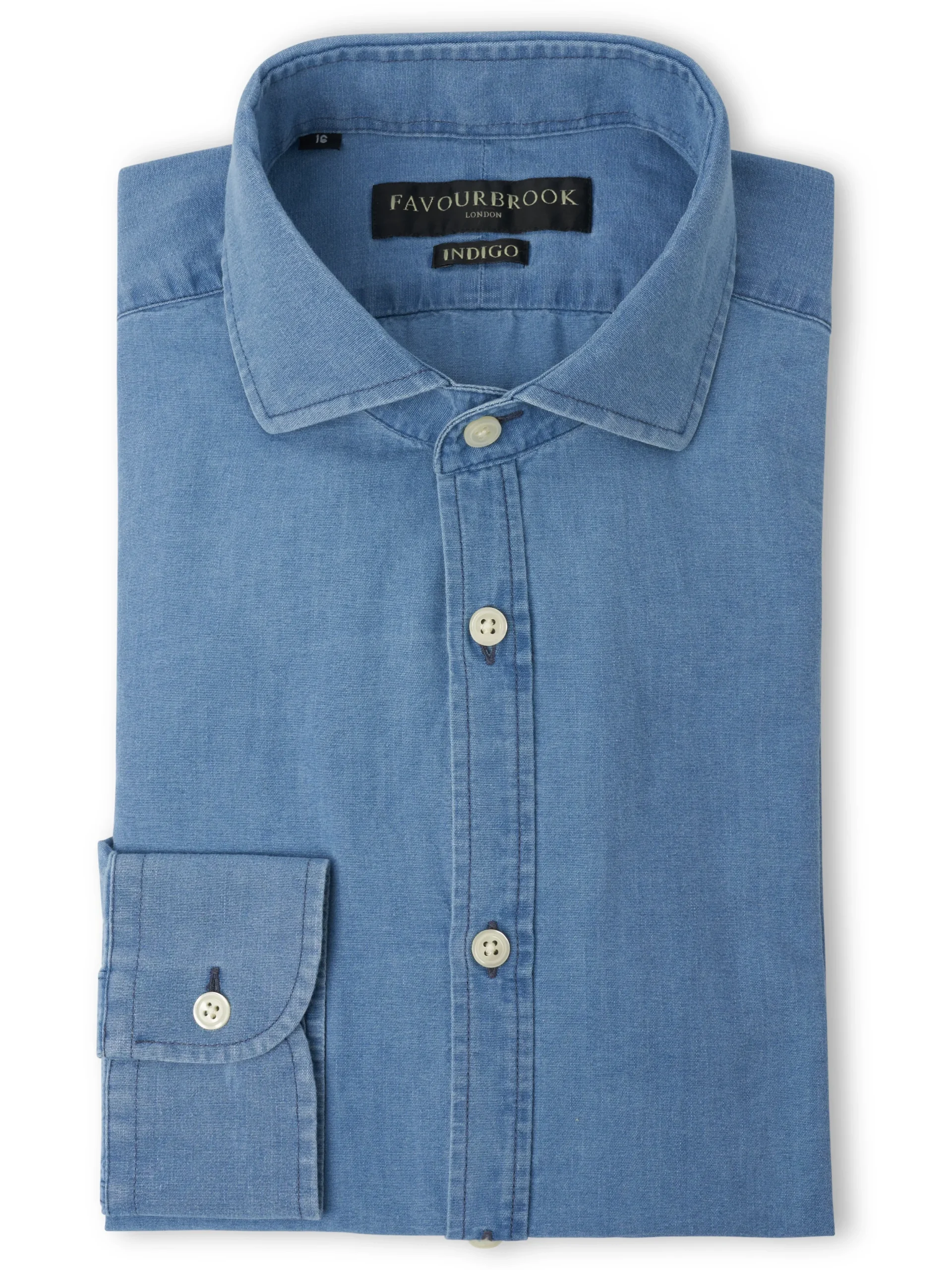 Favourbrook Light Indigo Rockwell Cotton Cutaway Collar Shirt- Shirts