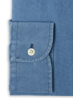Favourbrook Light Indigo Rockwell Cotton Cutaway Collar Shirt- Shirts