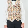 Favourbrook Light Multi Chevron Single Breasted 6 Button Waistcoat- Waistcoats | Single Breasted Waistcoats
