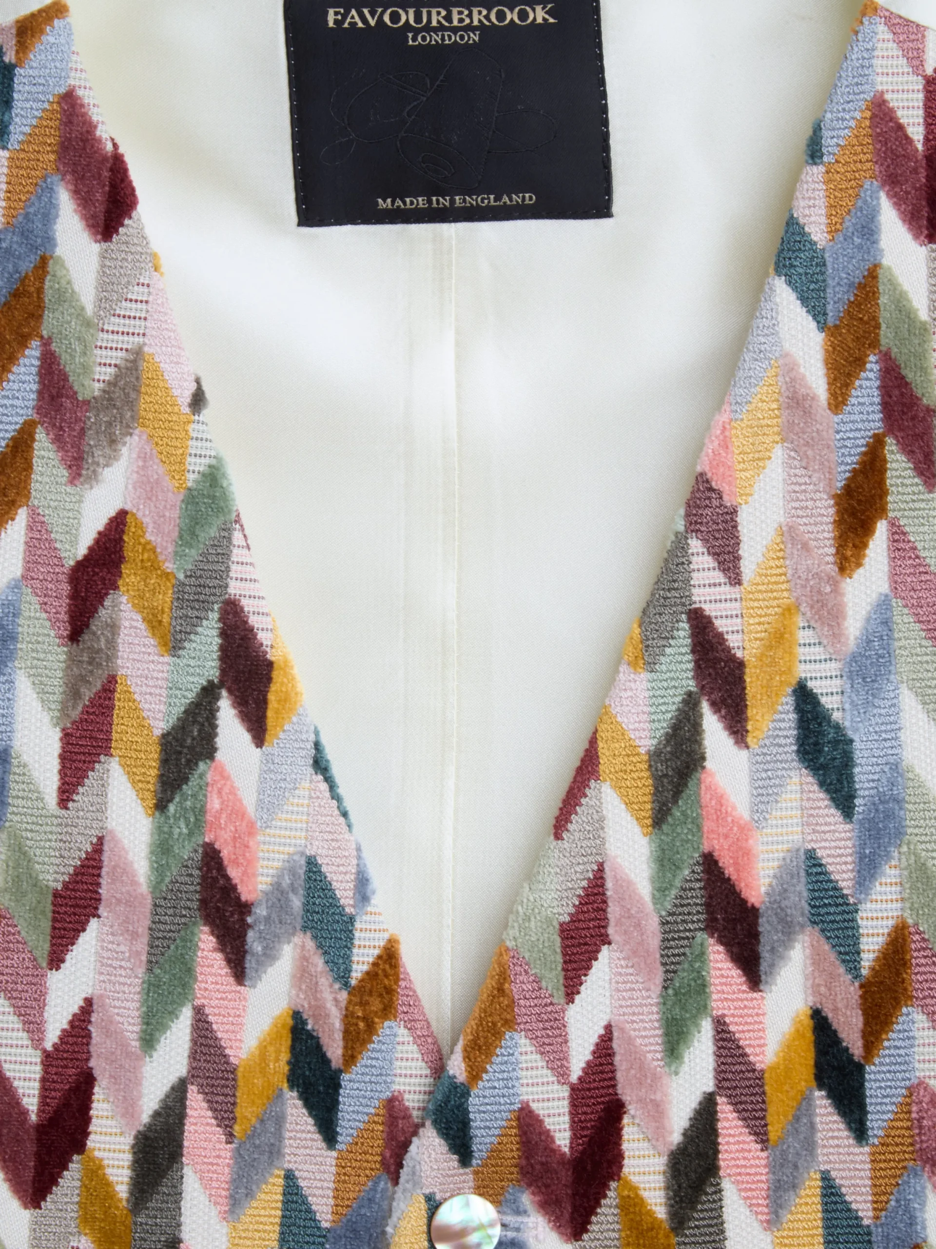 Favourbrook Light Multi Chevron Single Breasted 6 Button Waistcoat- Waistcoats | Single Breasted Waistcoats