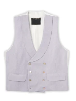 Favourbrook Lilac Randwick Double Breasted 8 Button Shawl Lapel Piped Waistcoat- Wedding Attire | Waistcoats