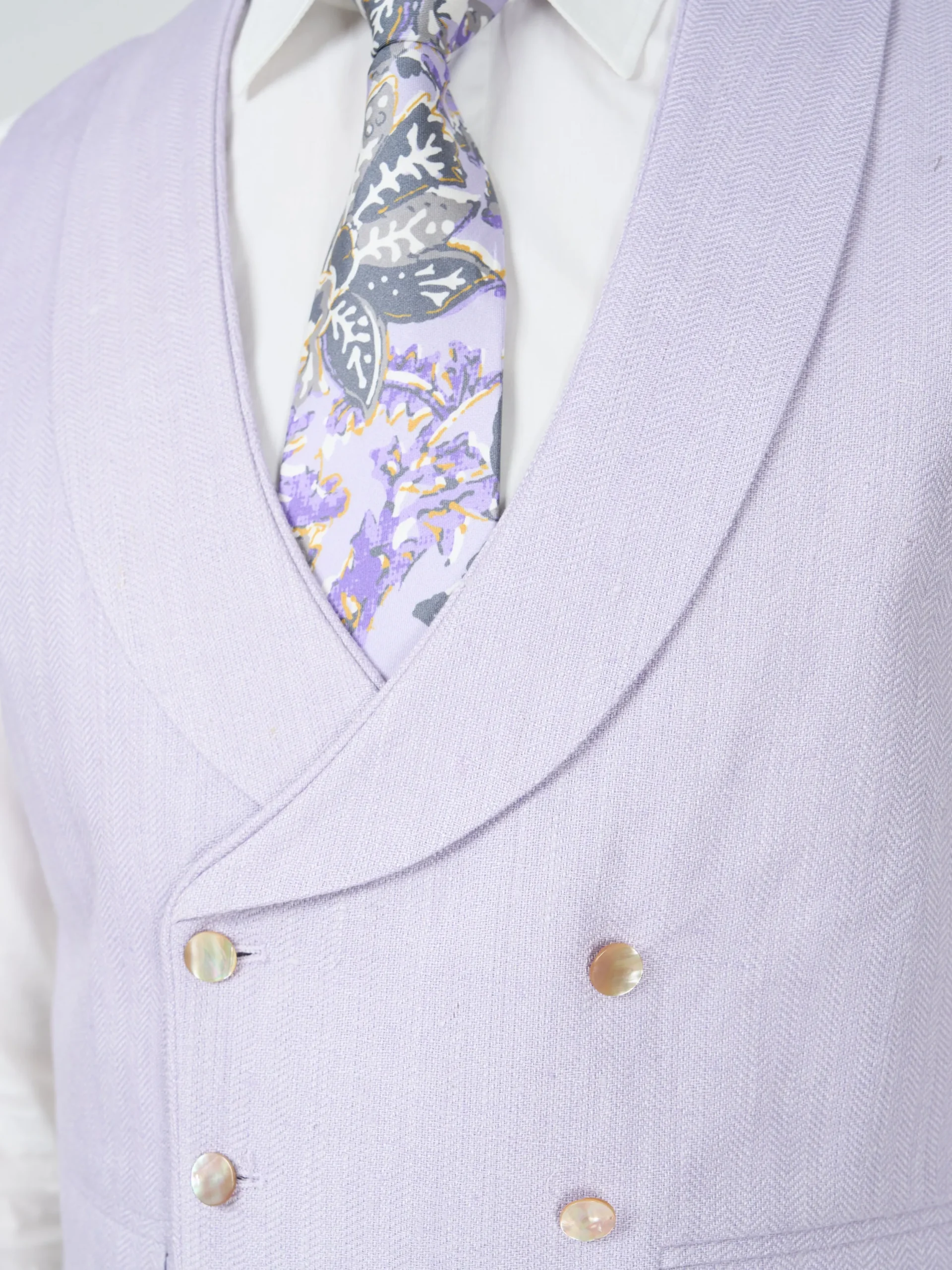 Favourbrook Lilac Randwick Double Breasted 8 Button Shawl Lapel Piped Waistcoat- Wedding Attire | Waistcoats