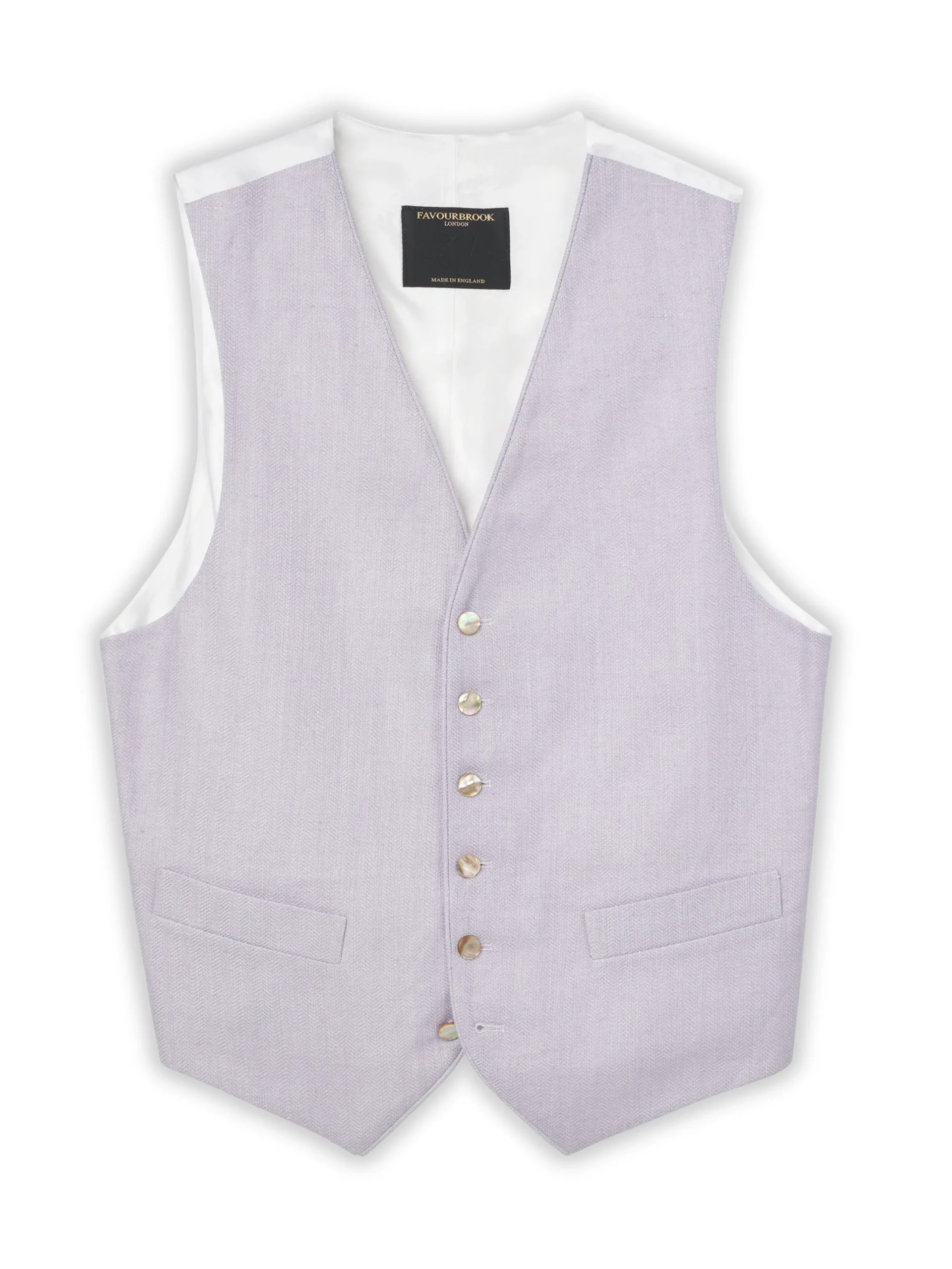 Favourbrook Lilac Randwick Single Breasted 6 Button Piped Waistcoat- Waistcoats | Single Breasted Waistcoats