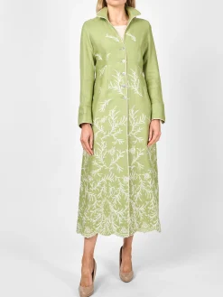 Favourbrook Long Swing Coat Apple Green Rushden Crease Resist Linen-Women Raceday | Mother Of The Bride