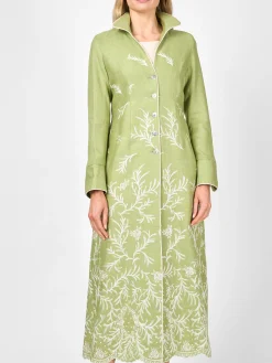 Favourbrook Long Swing Coat Apple Green Rushden Crease Resist Linen-Women Raceday | Mother Of The Bride