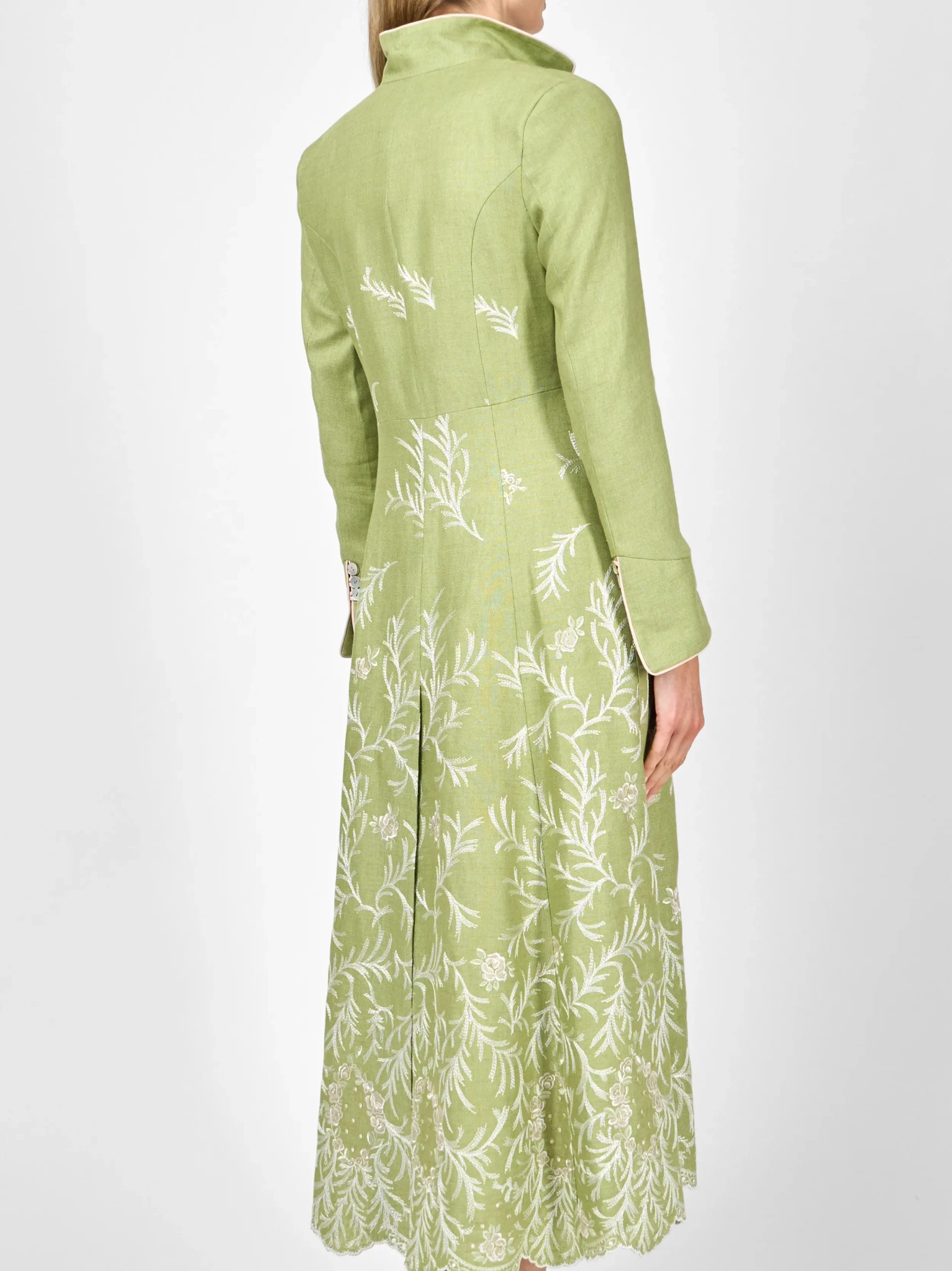 Favourbrook Long Swing Coat Apple Green Rushden Crease Resist Linen-Women Raceday | Mother Of The Bride