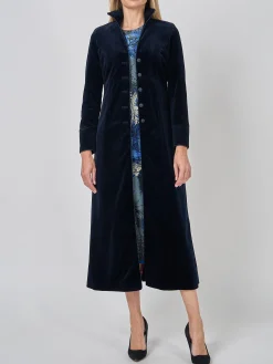 Favourbrook Long Swing Coat Navy Wind Velvet-Women Eveningwear | Eveningwear