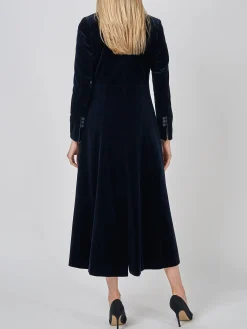 Favourbrook Long Swing Coat Navy Wind Velvet-Women Eveningwear | Eveningwear