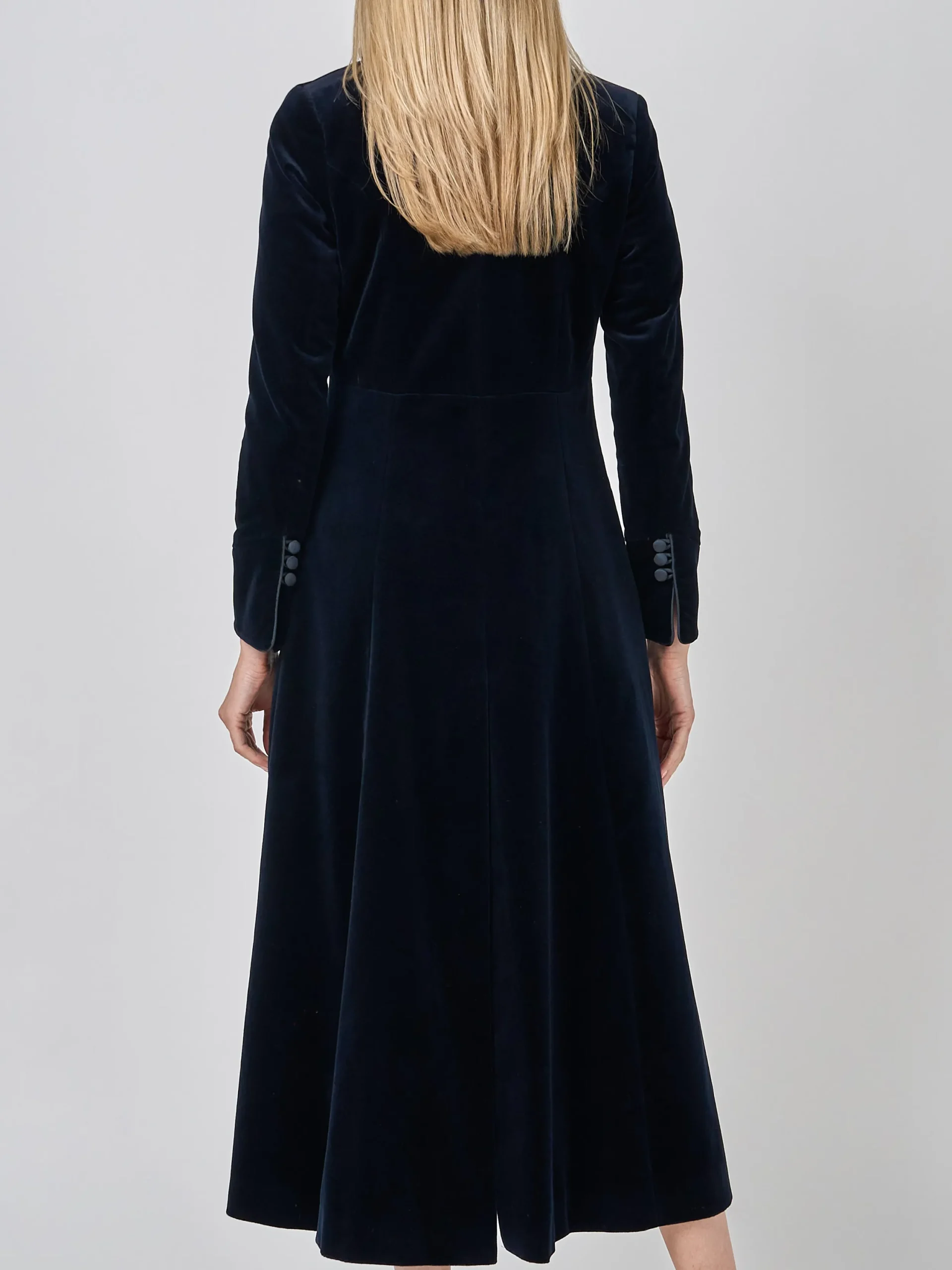 Favourbrook Long Swing Coat Navy Wind Velvet-Women Eveningwear | Eveningwear
