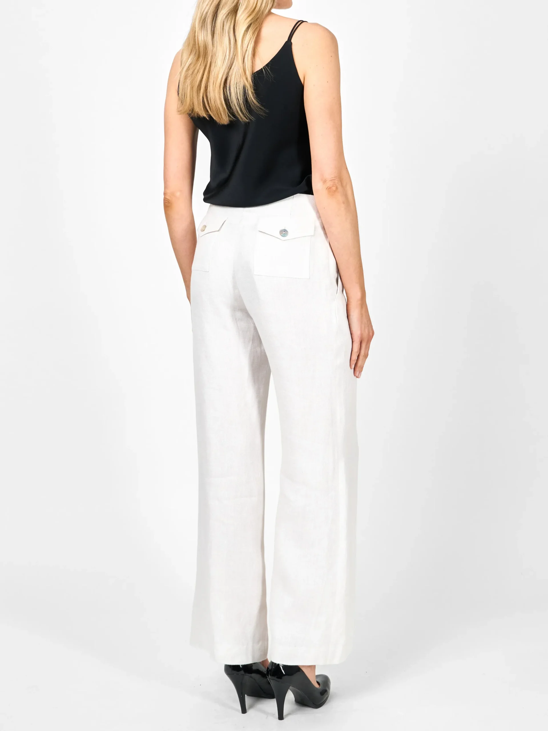 Favourbrook Lounge Trousers leg Ivory Herringbone Crease Resist Linen-Women Trousers & Jumpsuits | Trousers