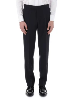 Favourbrook Midnight Hampton Wool Flat Front Dress Trousers- Eveningwear | Trousers