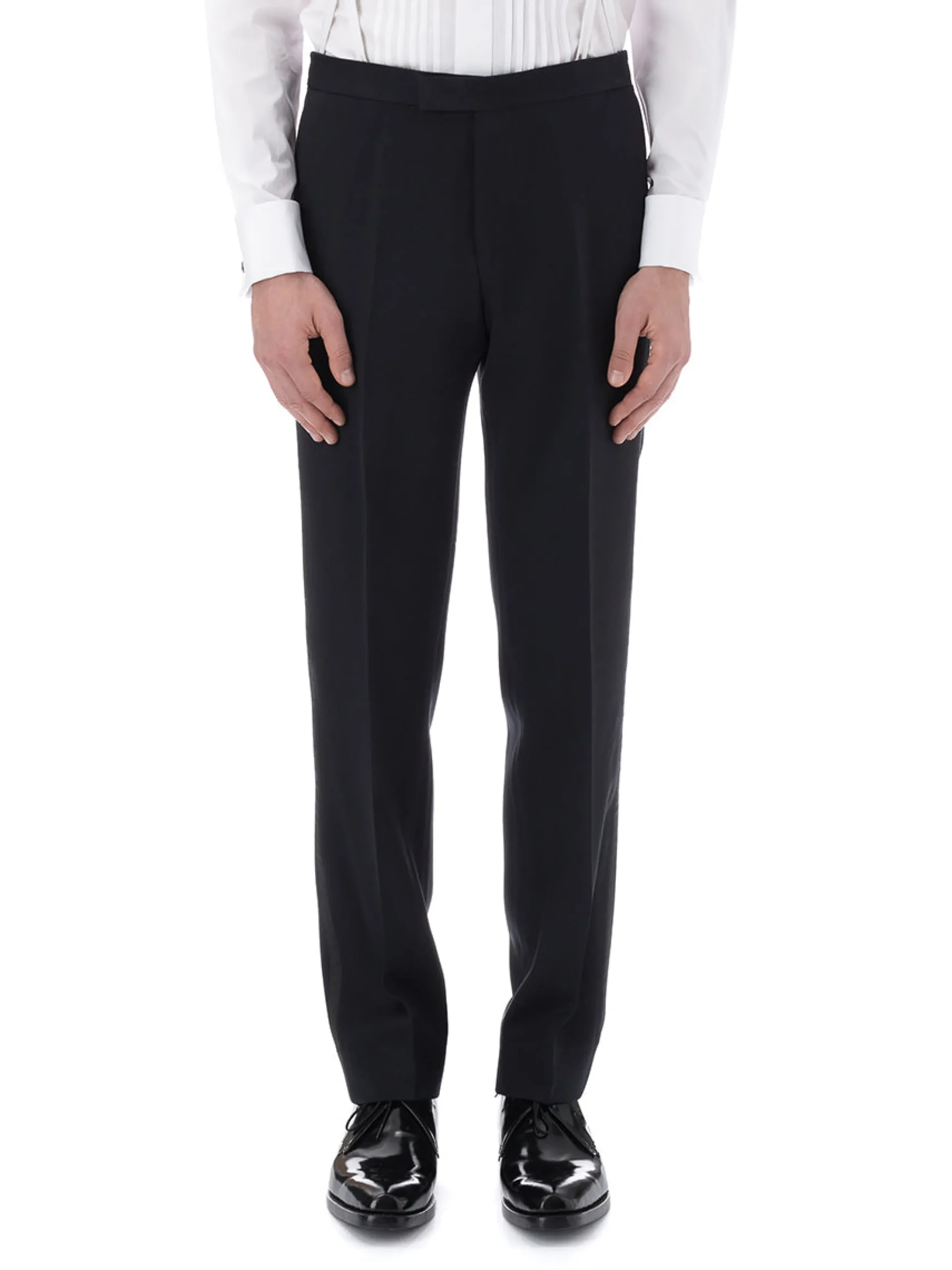 Favourbrook Midnight Hampton Wool Flat Front Dress Trousers- Eveningwear | Trousers