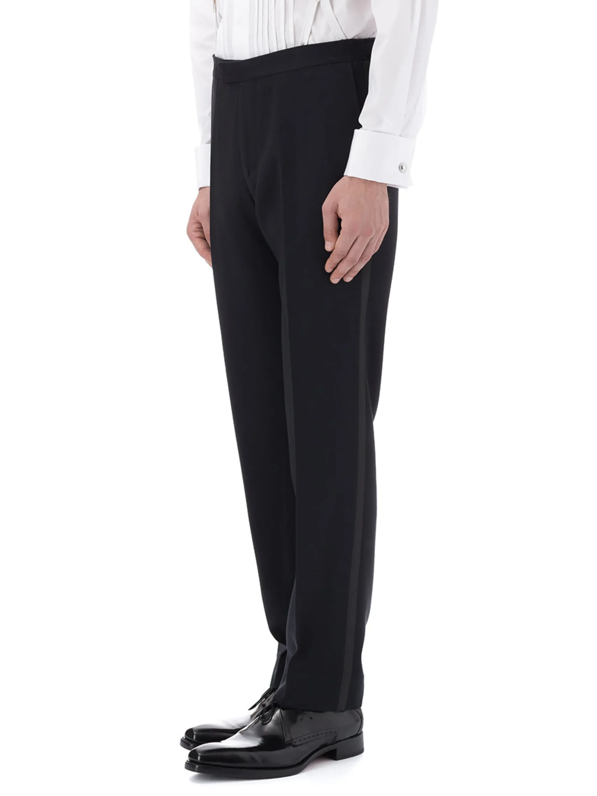Favourbrook Midnight Hampton Wool Flat Front Dress Trousers- Eveningwear | Trousers
