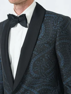 Favourbrook Midnight Heathcote Paisley Shawl Lapel Dinner Jacket- Occasionwear | Dinner Jackets