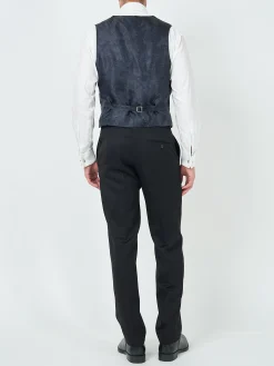 Favourbrook Midnight Heathcote Paisley Single Breasted 4 Button Piped Waistcoat- Waistcoats | Single Breasted Waistcoats