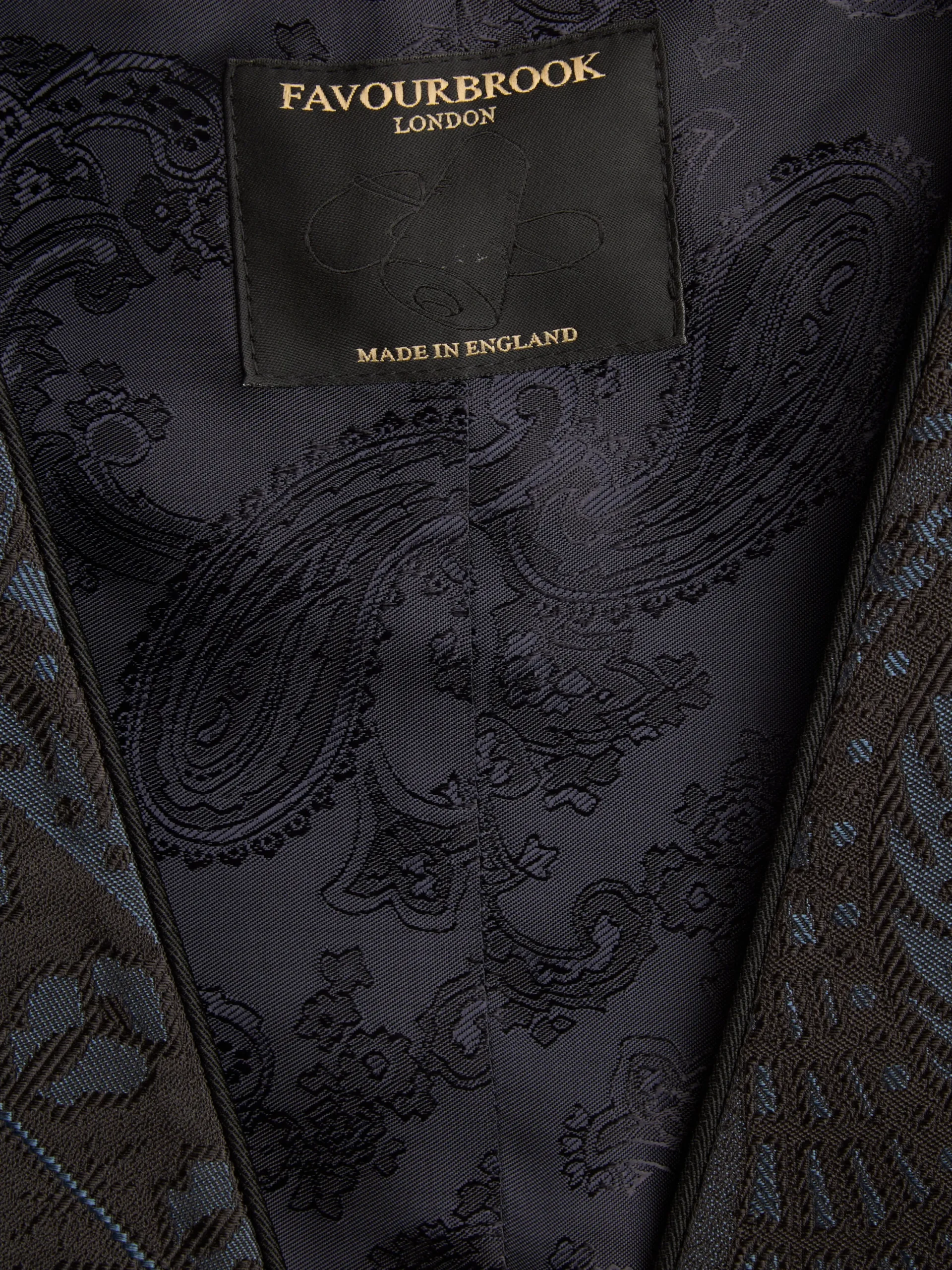 Favourbrook Midnight Heathcote Paisley Single Breasted 4 Button Piped Waistcoat- Waistcoats | Single Breasted Waistcoats
