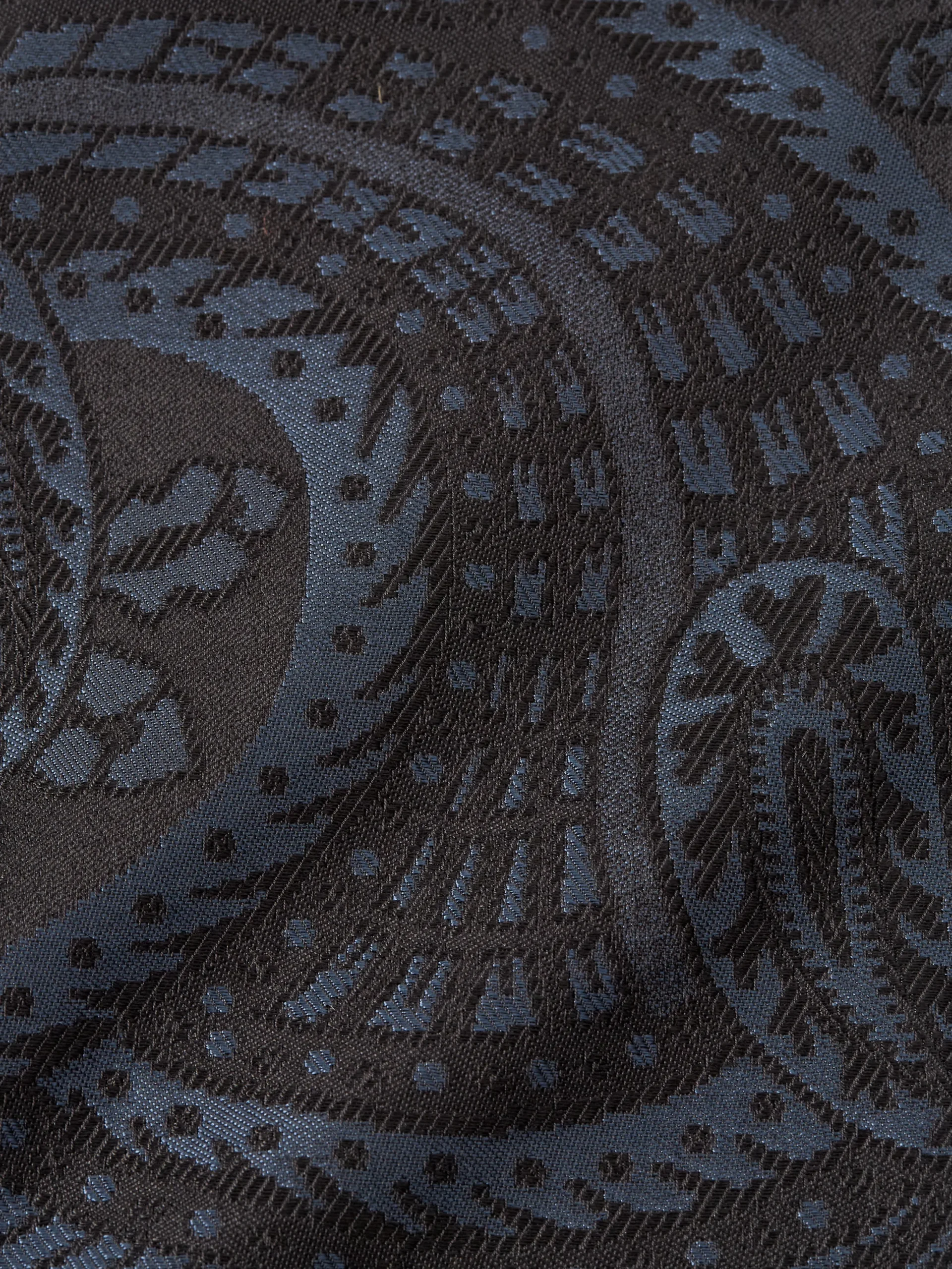 Favourbrook Midnight Heathcote Paisley Single Breasted 4 Button Piped Waistcoat- Waistcoats | Single Breasted Waistcoats