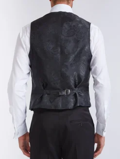 Favourbrook Midnight Plum Carlton Paisley Single Breasted 4 Button Piped Waistcoat- Waistcoats | Single Breasted Waistcoats