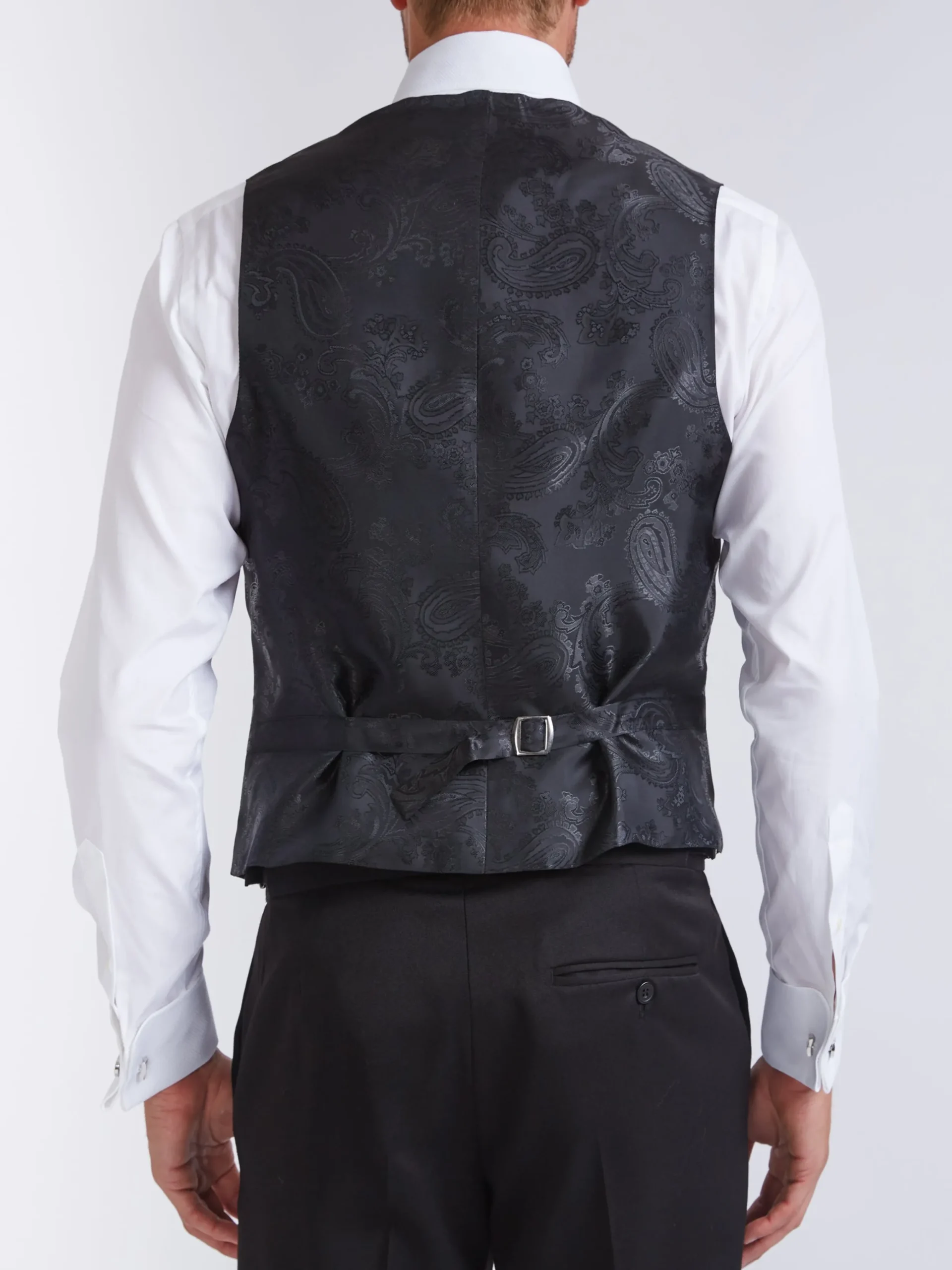 Favourbrook Midnight Plum Carlton Paisley Single Breasted 4 Button Piped Waistcoat- Waistcoats | Single Breasted Waistcoats