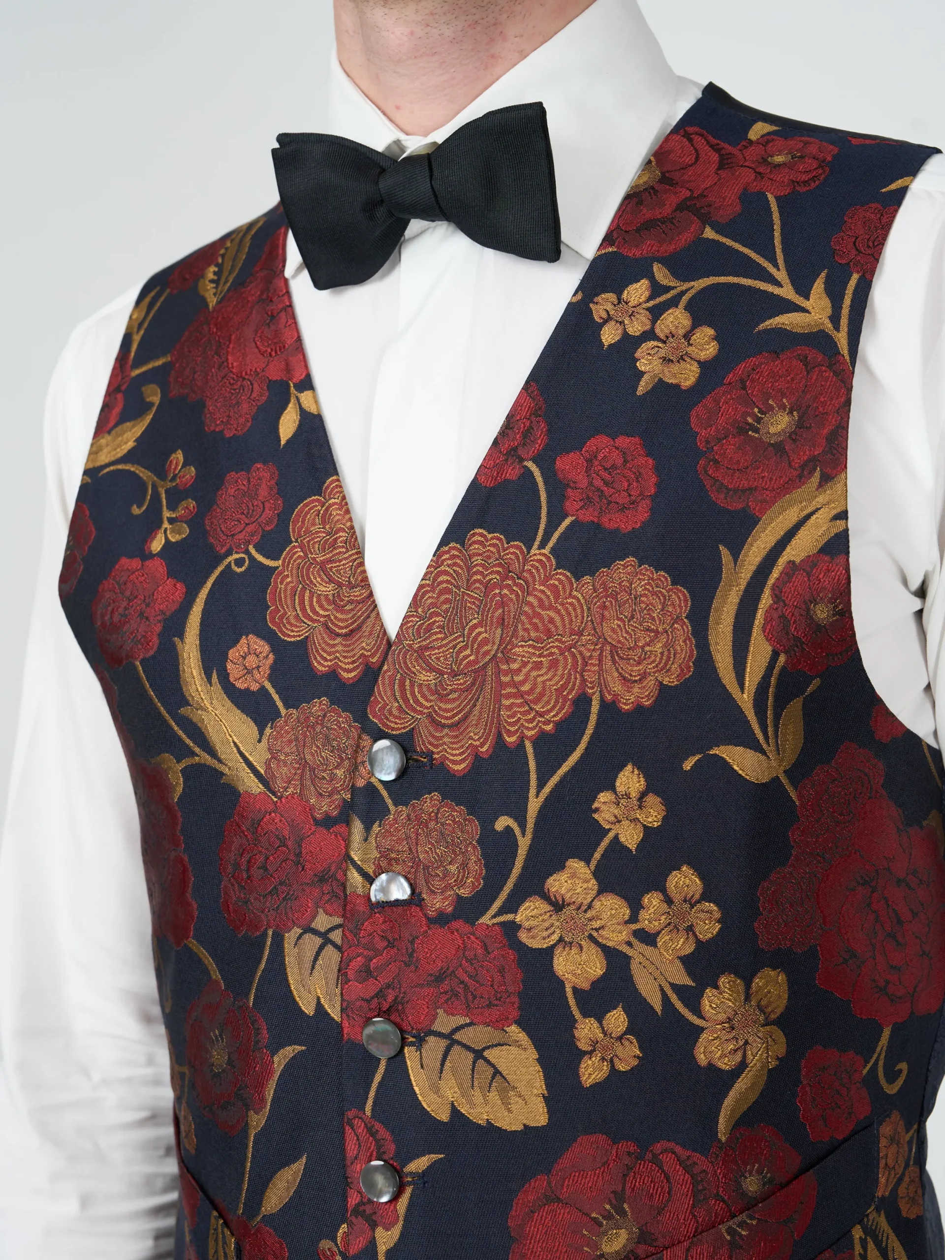 Favourbrook Midnight Red Winnington Silk Single Breasted 6 Button Waistcoat- Waistcoats | Evening Waistcoats